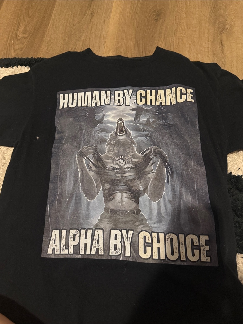 Black Graphic Tee - "Human by Chance, Alpha by Choice"